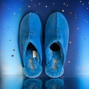 🆕💕UGG Discoquette Suede & Wool Platform Slide On Slippers • VIBRANT BLUE • NWOB